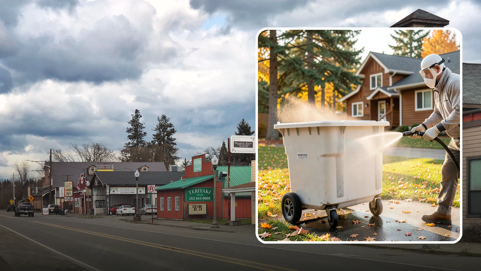 Wheelie Bin Cleaning in Roy, Pierce County, WA - We wash wheeled curbside bins inside and out to clear the sludge, stains, and smell that collect between pickups.