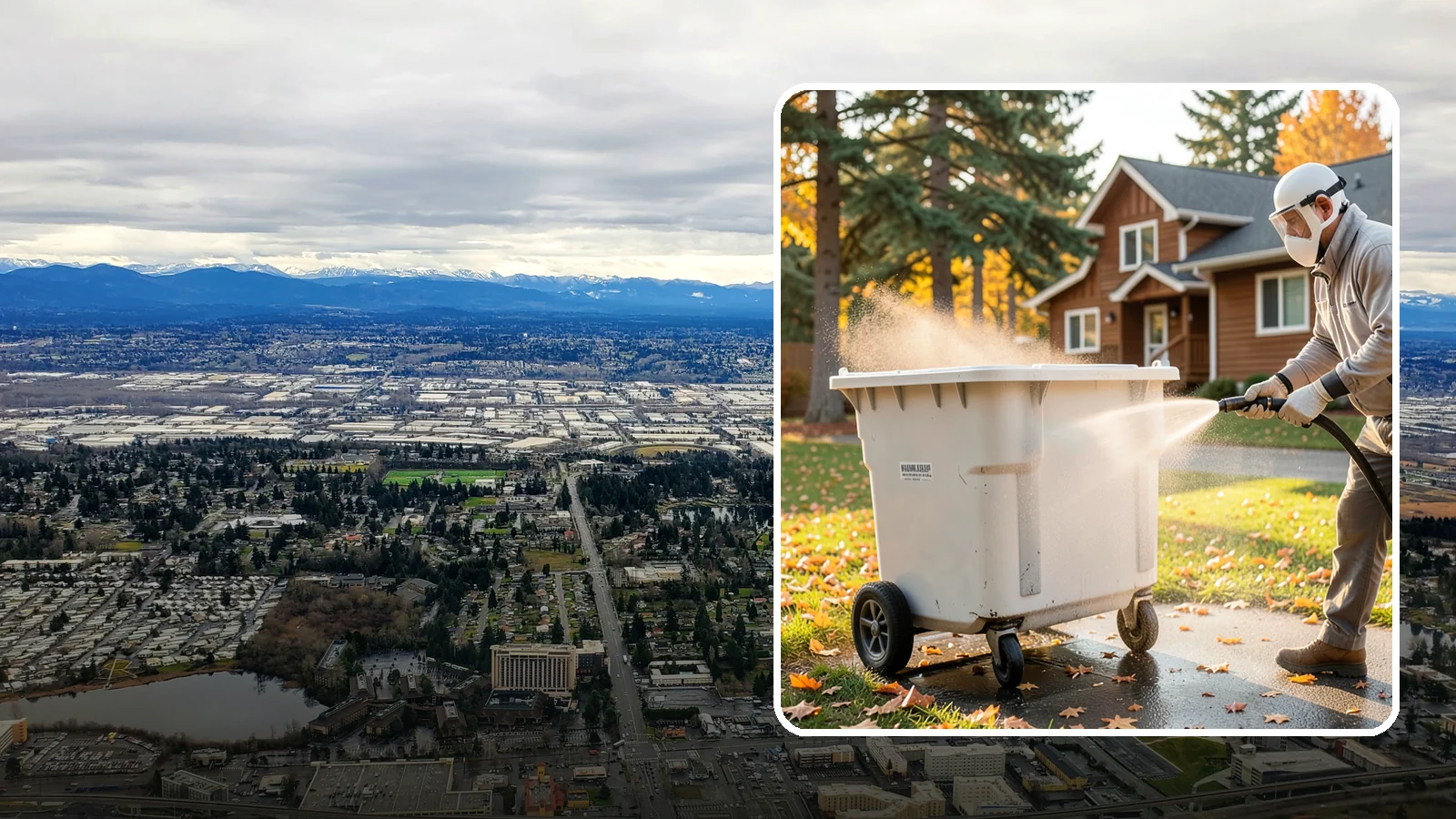 Wheelie Bin Cleaning in SeaTac, King County, WA - We wash wheeled curbside bins inside and out to clear the sludge, stains, and smell that collect between pickups.