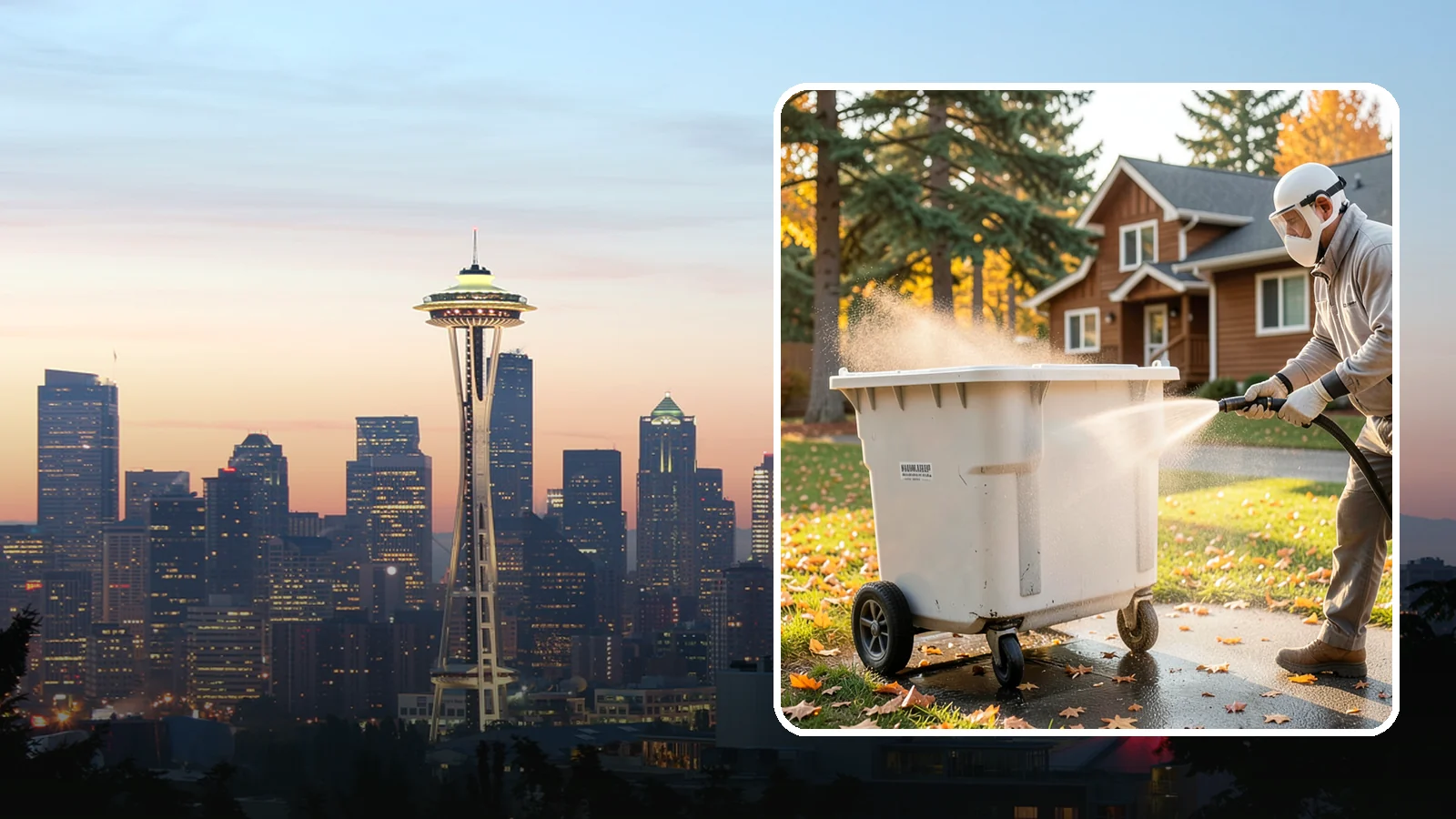 Wheelie Bin Cleaning in Seattle, King County, WA - We wash wheeled curbside bins inside and out to clear the sludge, stains, and smell that collect between pickups.