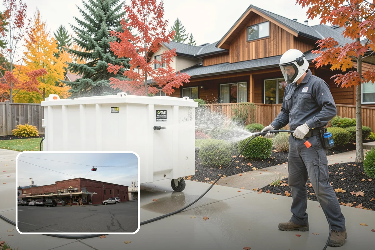 Wheelie Bin Cleaning in Sedro-Woolley, Skagit County, WA - Clears sludge and food residue from the bin interior
