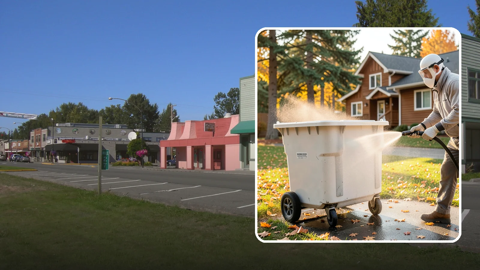 Wheelie Bin Cleaning in Snoqualmie, King County, WA - We wash wheeled curbside bins inside and out to clear the sludge, stains, and smell that collect between pickups.