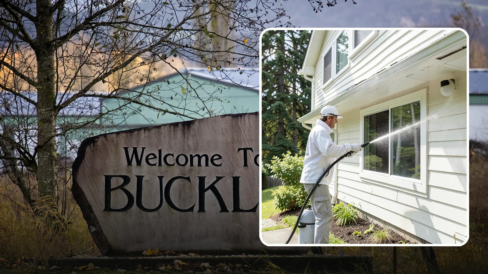 Whole Home Exterior Cleaning in Buckley, Pierce County, WA - Whole home exterior cleaning is a complete package covering siding, trim, eaves, and entry surfaces for a fully refreshed...