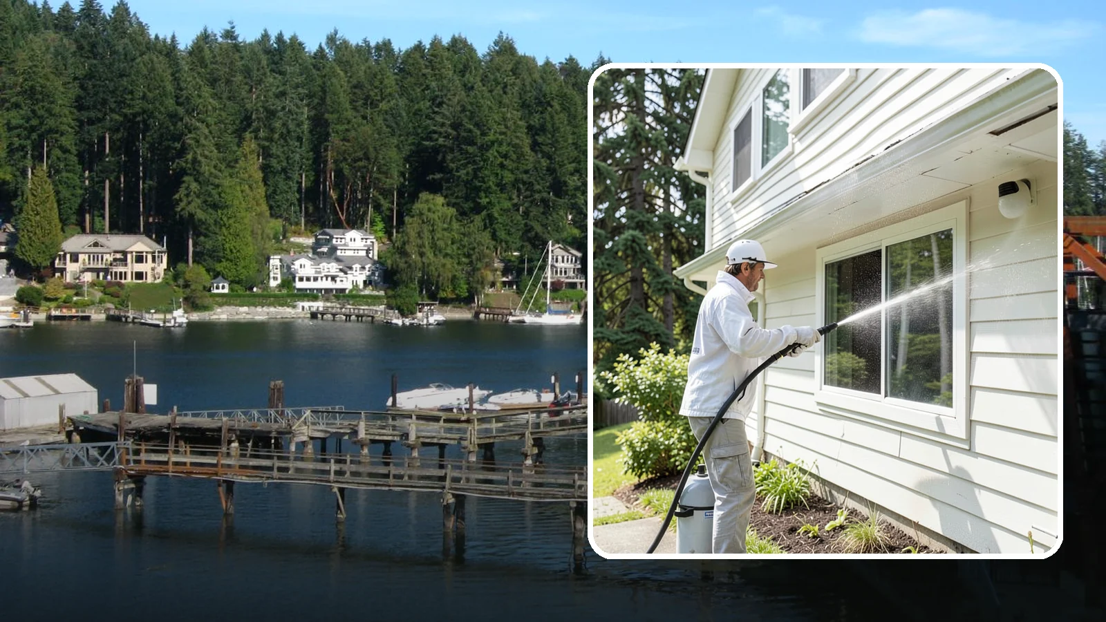 Whole Home Exterior Cleaning in Gig Harbor, Pierce County, WA - Whole home exterior cleaning is a complete package covering siding, trim, eaves, and entry surfaces for a fully refreshed...