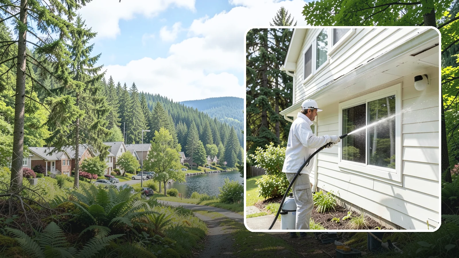 Whole Home Exterior Cleaning in Lake Forest Park, King County, WA - Whole home exterior cleaning is a complete package covering siding, trim, eaves, and entry surfaces for a fully refreshed...