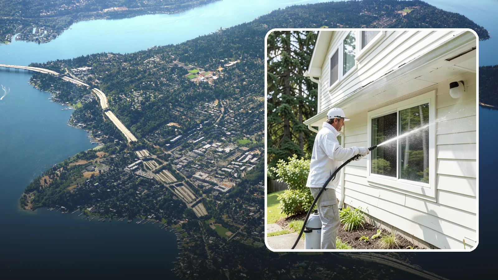 Whole Home Exterior Cleaning in Mercer Island, King County, WA - Whole home exterior cleaning is a complete package covering siding, trim, eaves, and entry surfaces for a fully refreshed...