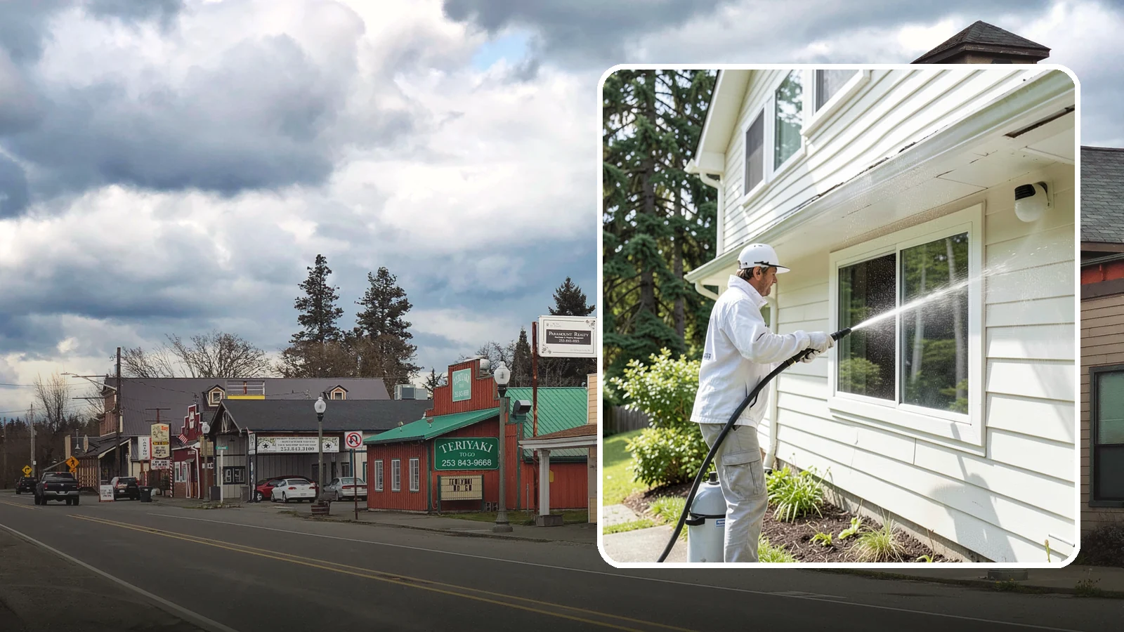 Whole Home Exterior Cleaning in Roy, Pierce County, WA - Whole home exterior cleaning is a complete package covering siding, trim, eaves, and entry surfaces for a fully refreshed...