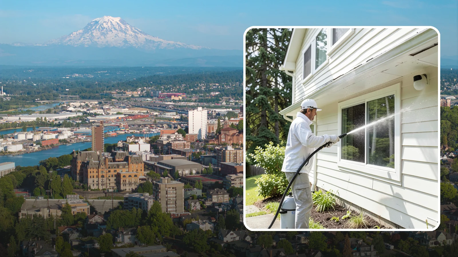 Whole Home Exterior Cleaning in Tacoma, Pierce County, WA - Whole home exterior cleaning is a complete package covering siding, trim, eaves, and entry surfaces for a fully refreshed...