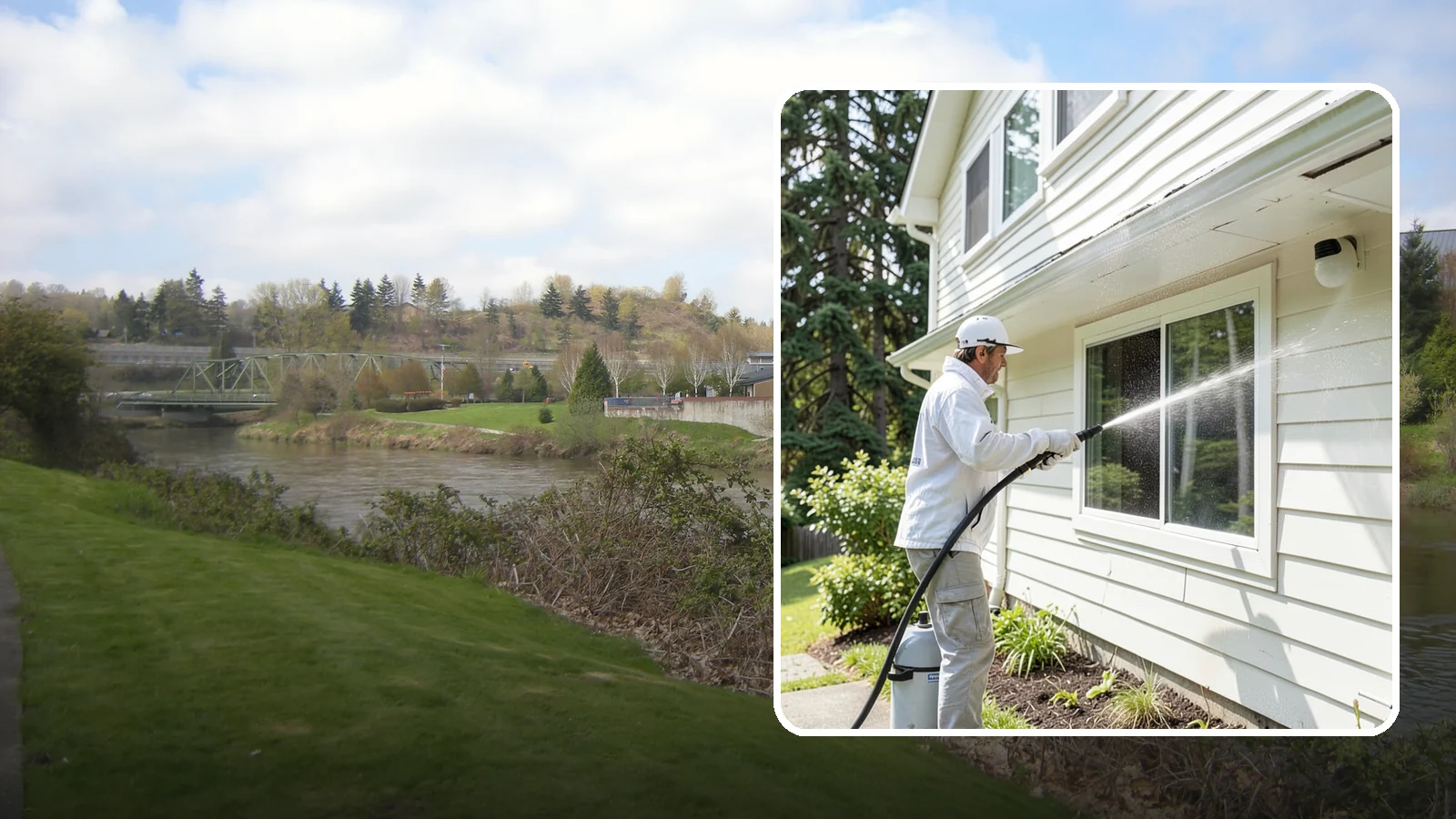 Whole Home Exterior Cleaning in Tukwila, King County, WA - Whole home exterior cleaning is a complete package covering siding, trim, eaves, and entry surfaces for a fully refreshed...