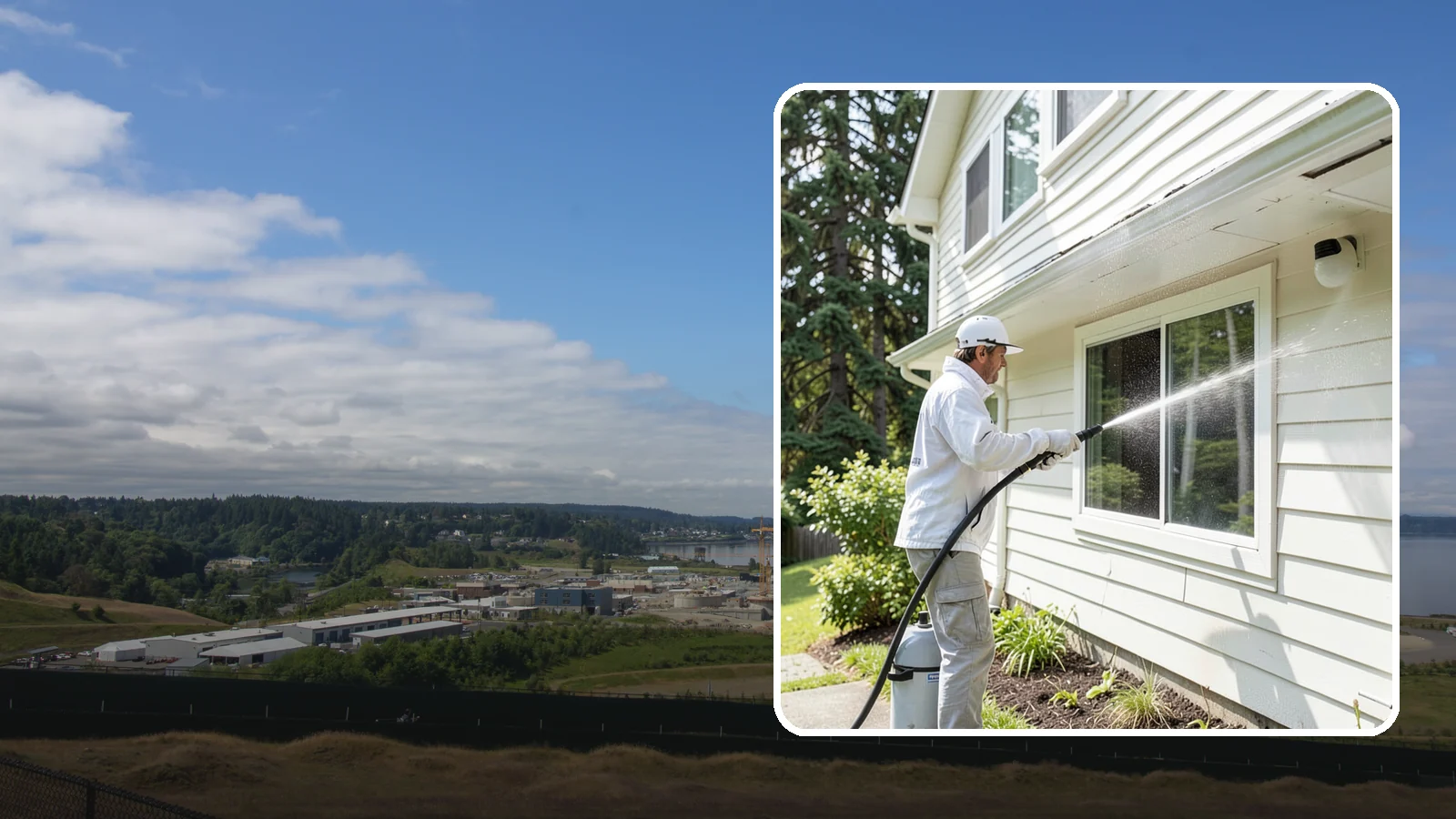 Whole Home Exterior Cleaning in University Place, Pierce County, WA - Whole home exterior cleaning is a complete package covering siding, trim, eaves, and entry surfaces for a fully refreshed...