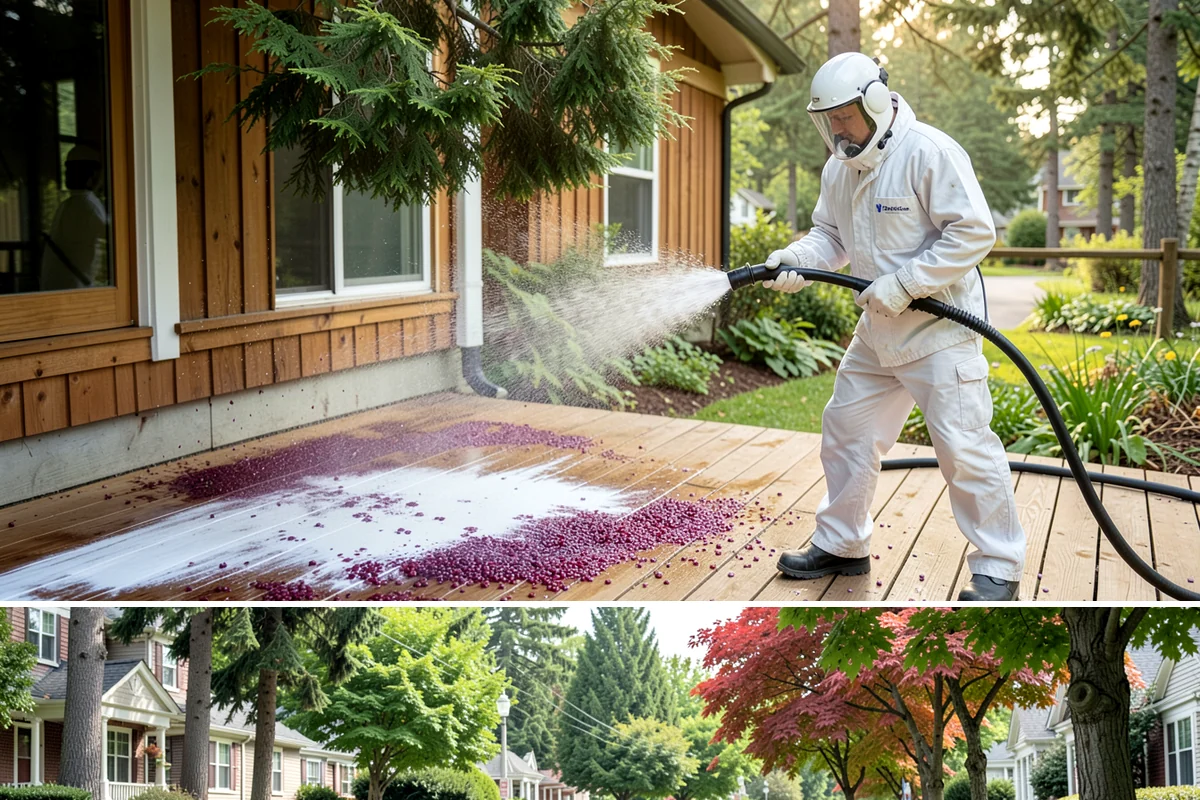Window Sill Cleaning in Beaux Arts Village, King County, WA - Clean sills in spring to remove the algae the shaded, wet winter encourages.