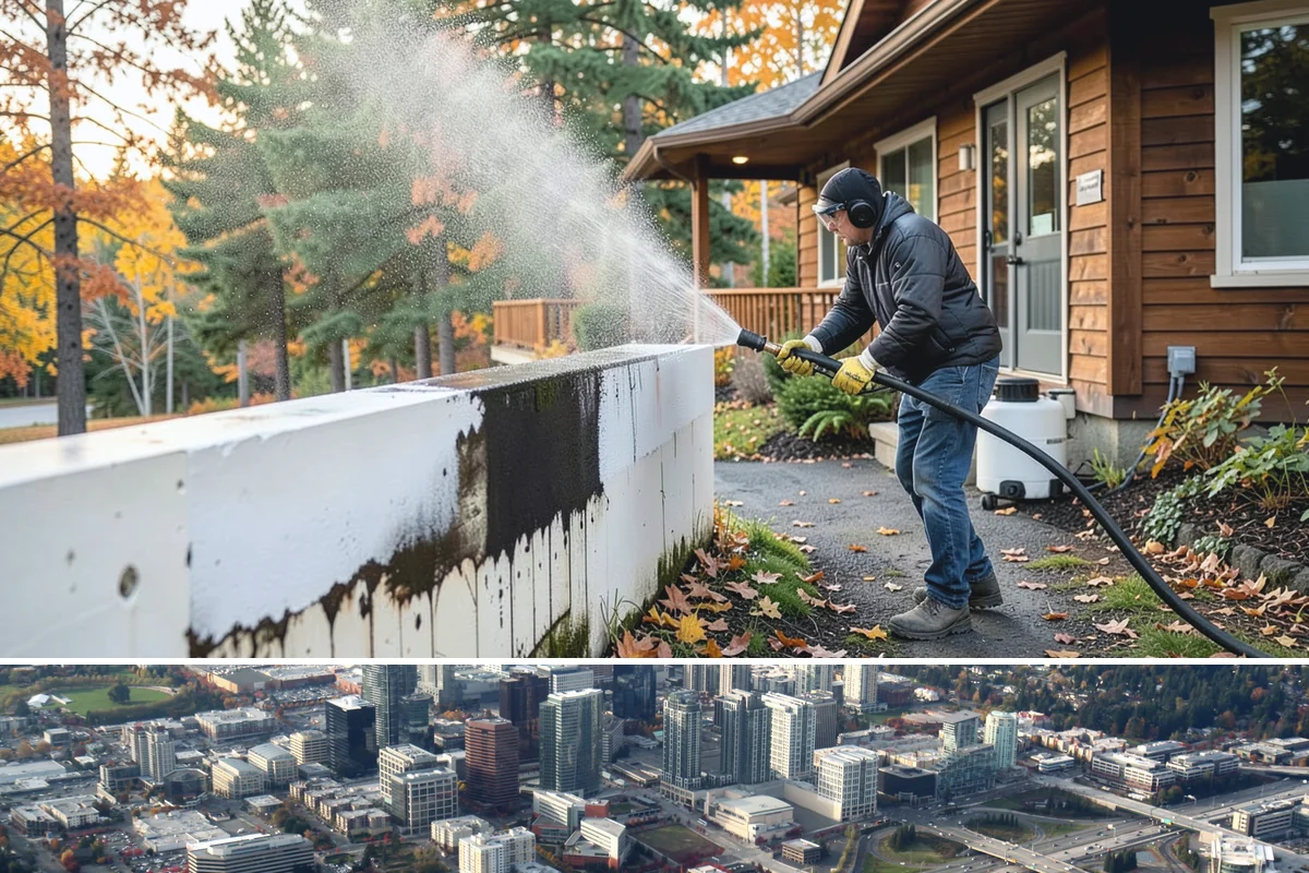 Window Sill Cleaning in Bellevue, King County, WA - Clean sills in spring to remove the algae the shaded, wet winter encourages.
