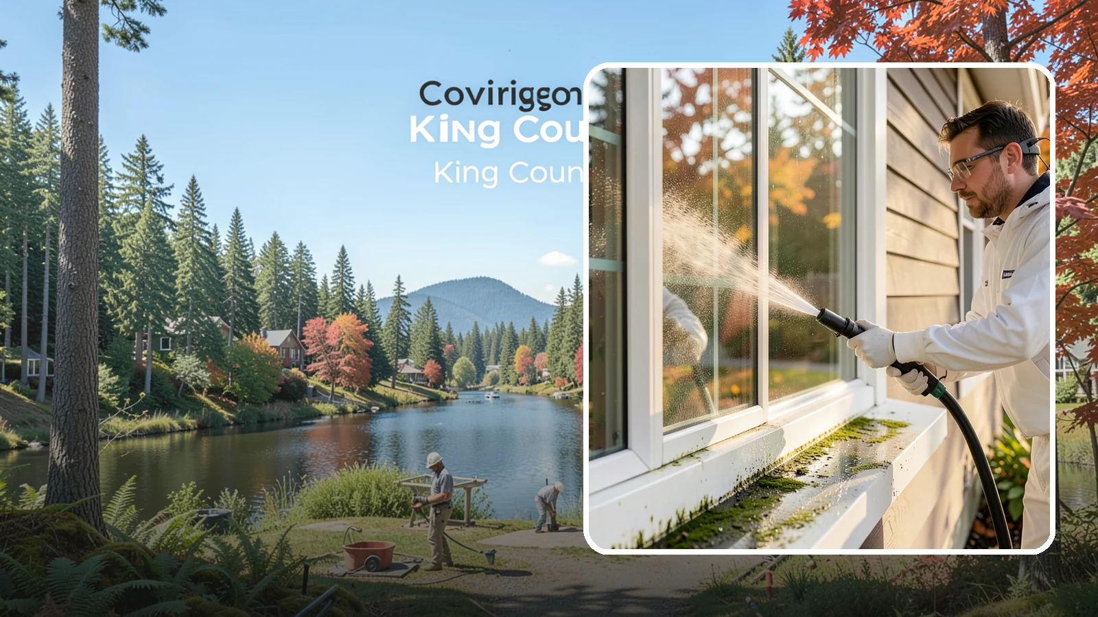 Window Sill Cleaning in Covington, King County, WA - Cleaning of exterior window sills to clear the algae, dirt, and organic streaks our constant moisture leaves behind.