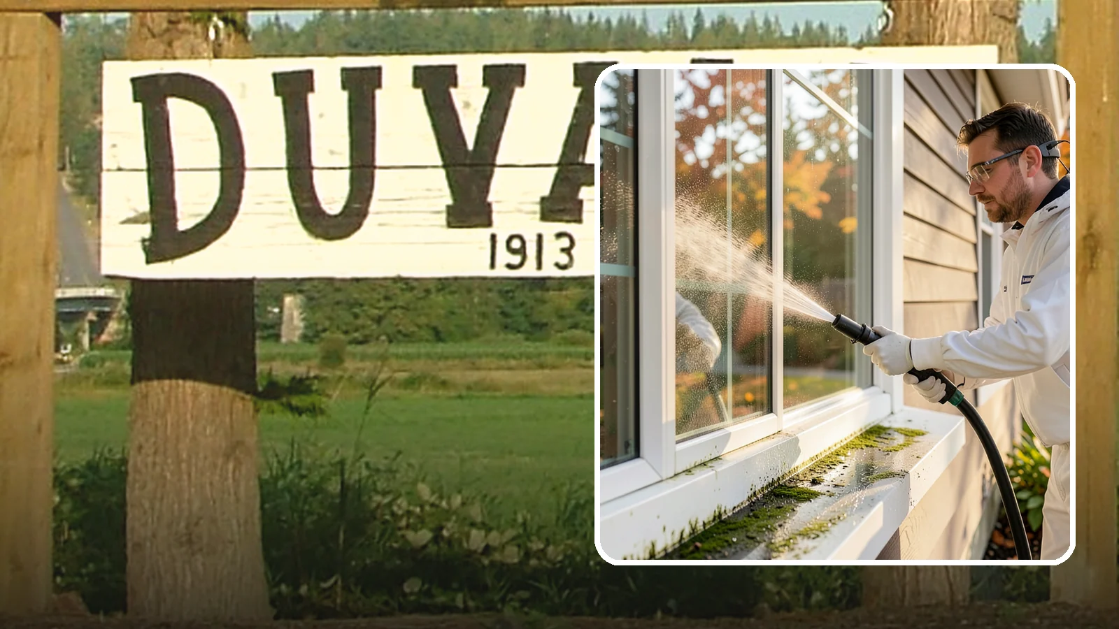 Window Sill Cleaning in Duvall, King County, WA - Cleaning of exterior window sills to clear the algae, dirt, and organic streaks our constant moisture leaves behind.