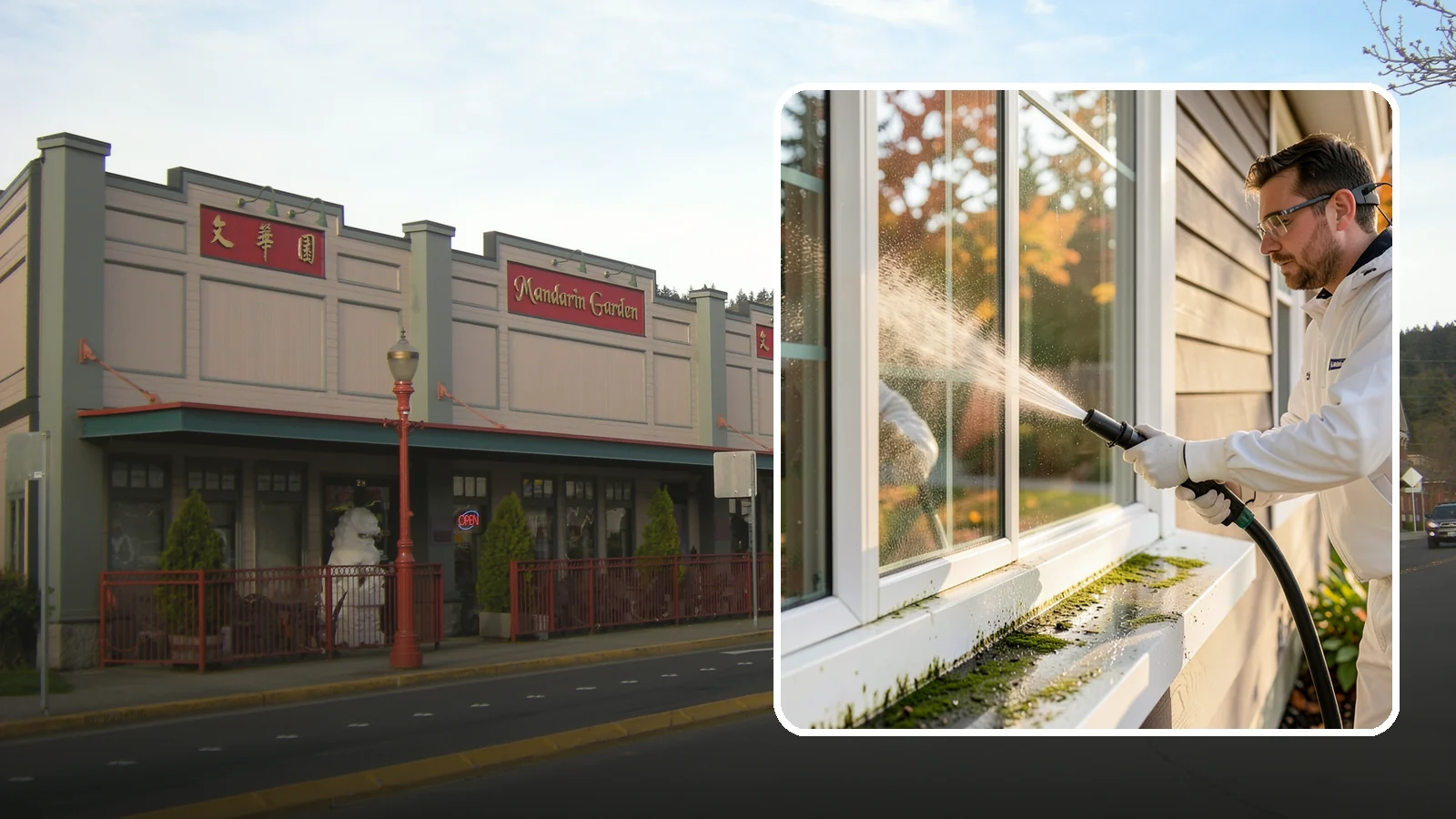 Window Sill Cleaning in Issaquah, King County, WA - Cleaning of exterior window sills to clear the algae, dirt, and organic streaks our constant moisture leaves behind.