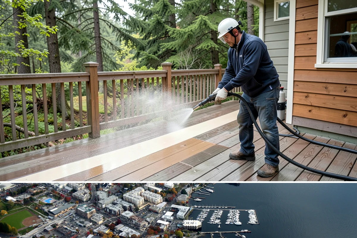 Window Sill Cleaning in Kirkland, King County, WA - Clean sills in spring to remove the algae the shaded, wet winter encourages.