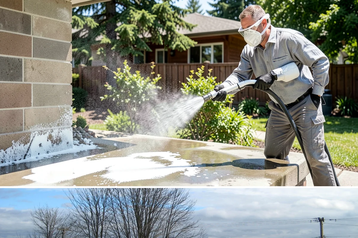 Window Sill Cleaning in Langley, Island County, WA - Clean sills in spring to remove the algae the shaded, wet winter encourages.