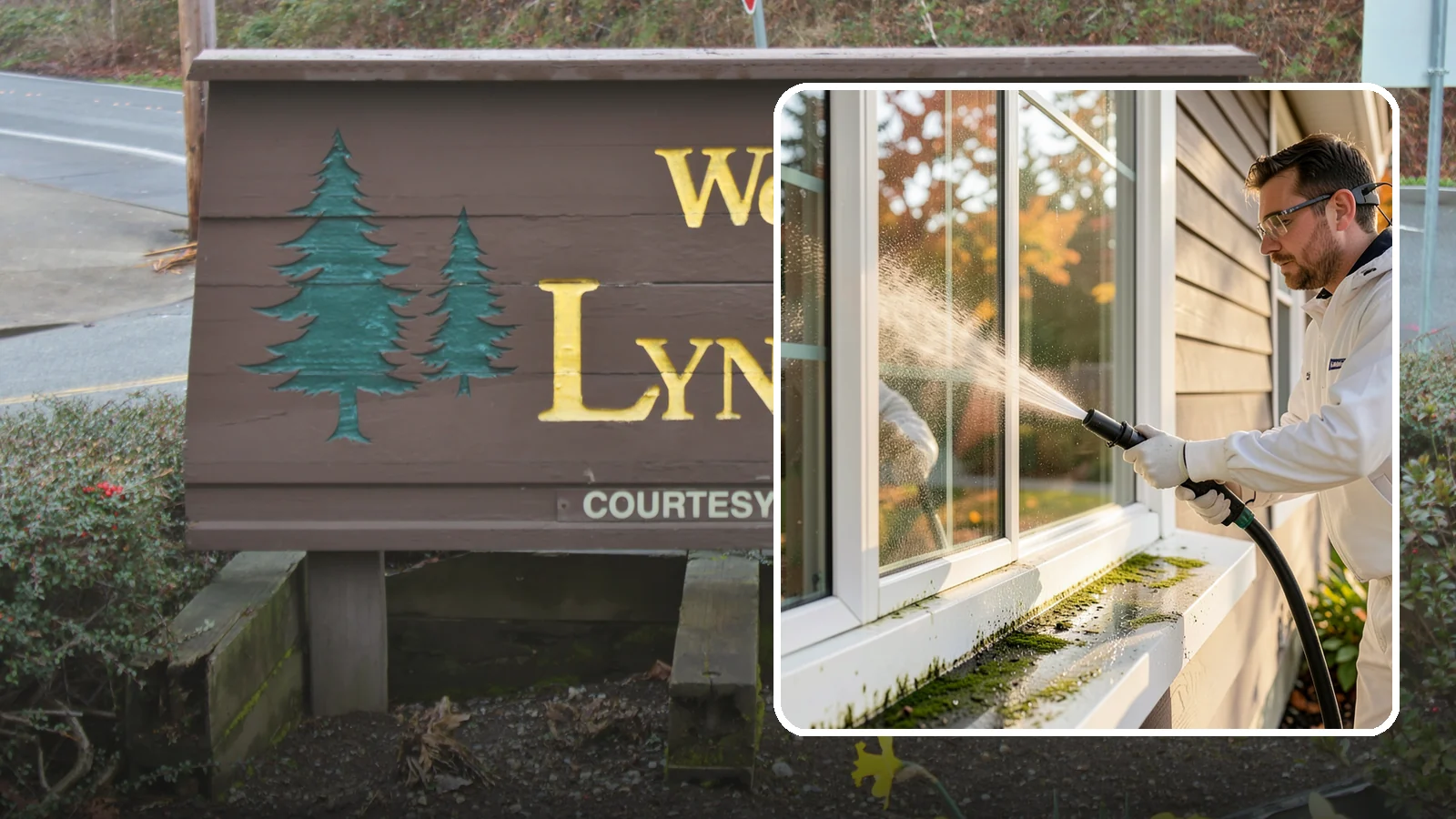Window Sill Cleaning in Lynnwood, Snohomish County, WA - Cleaning of exterior window sills to clear the algae, dirt, and organic streaks our constant moisture leaves behind.