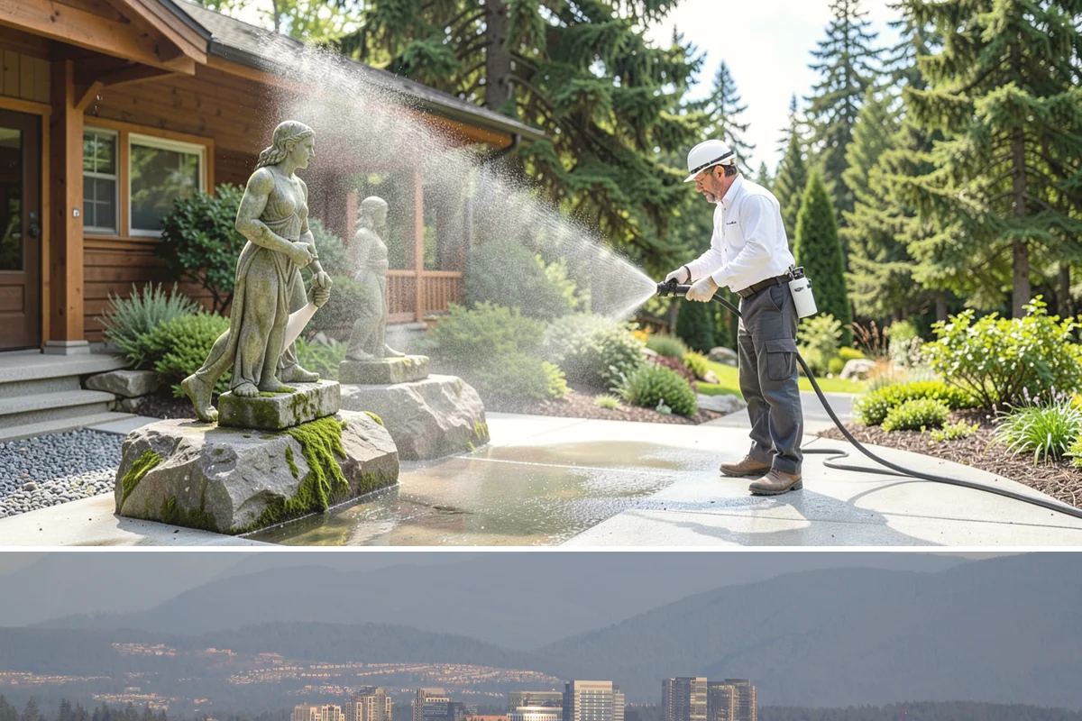 Window Sill Cleaning in Medina, King County, WA - Clean sills in spring to remove the algae the shaded, wet winter encourages.