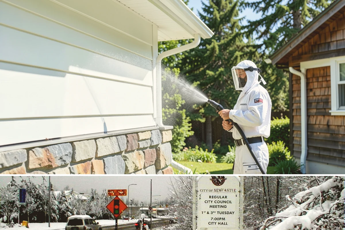 Window Sill Cleaning in Newcastle, King County, WA - Clean sills in spring to remove the algae the shaded, wet winter encourages.