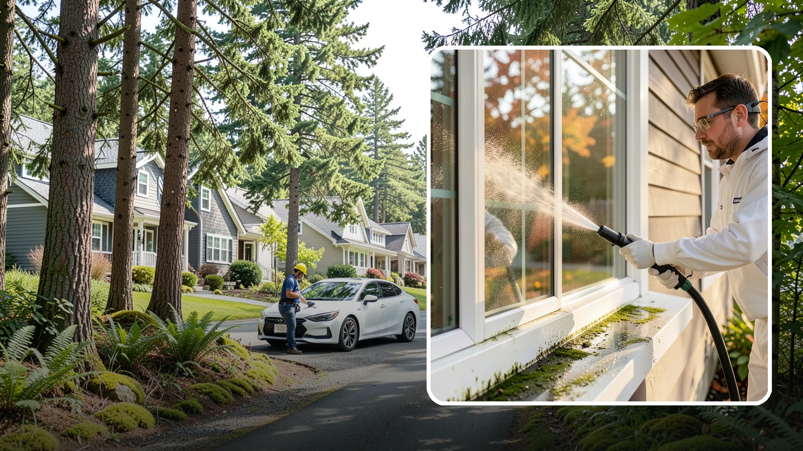 Window Sill Cleaning in Normandy Park, King County, WA - Cleaning of exterior window sills to clear the algae, dirt, and organic streaks our constant moisture leaves behind.