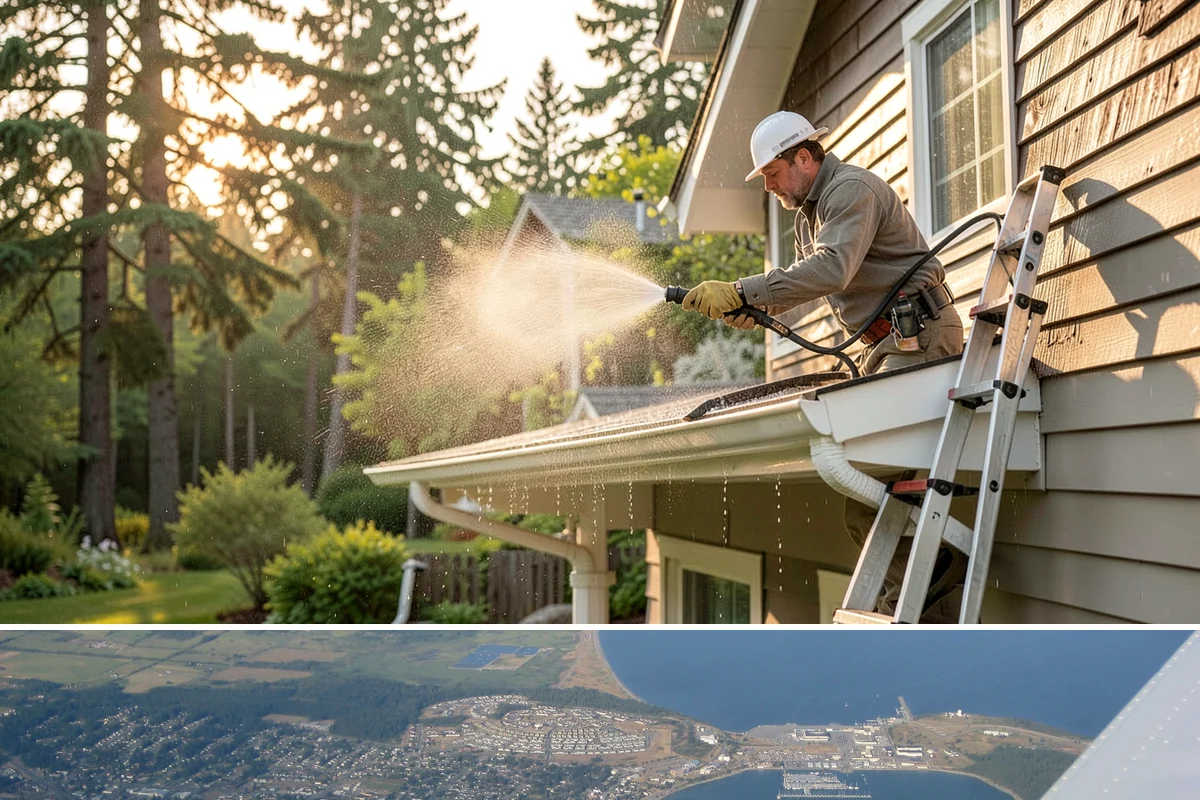 Window Sill Cleaning in Oak Harbor, Island County, WA - Clean sills in spring to remove the algae the shaded, wet winter encourages.