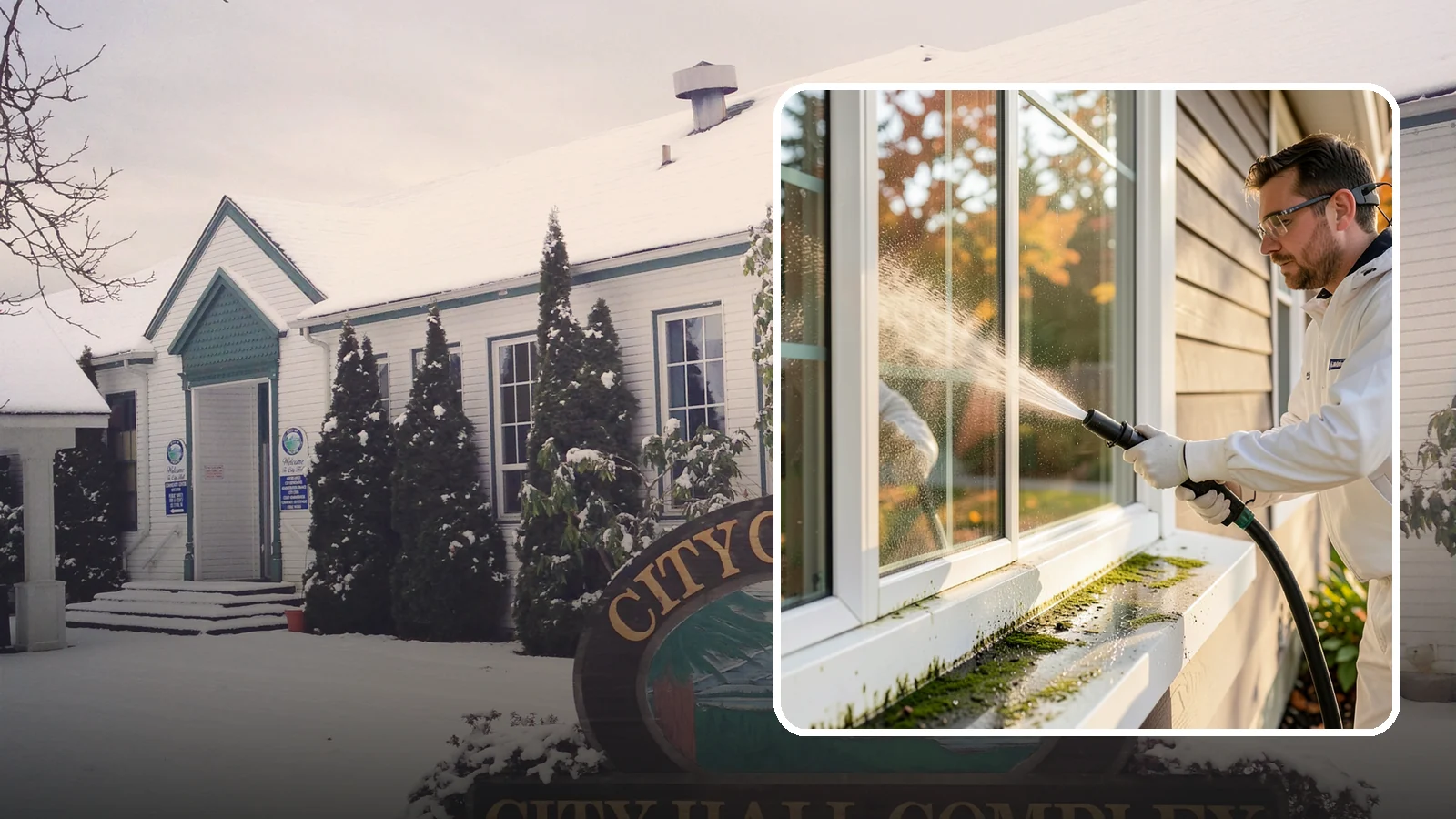Window Sill Cleaning in Pacific, King County, WA - Cleaning of exterior window sills to clear the algae, dirt, and organic streaks our constant moisture leaves behind.