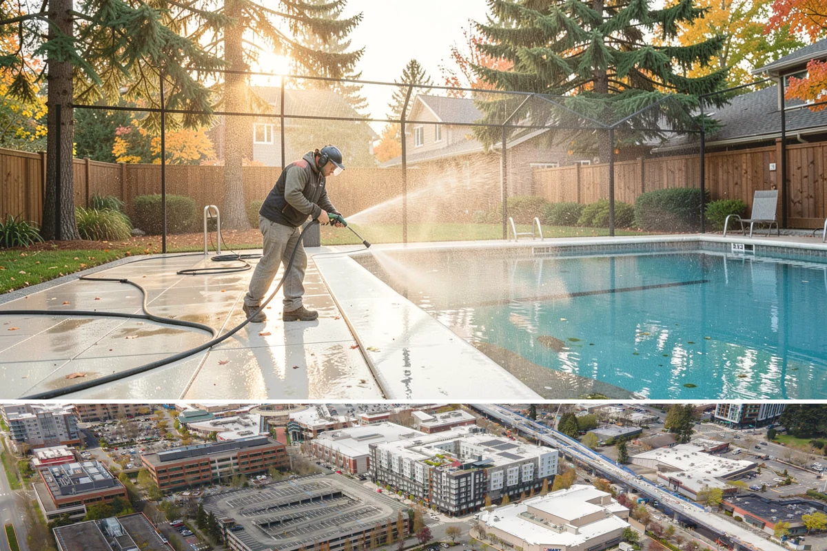 Window Sill Cleaning in Redmond, King County, WA - Clean sills in spring to remove the algae the shaded, wet winter encourages.