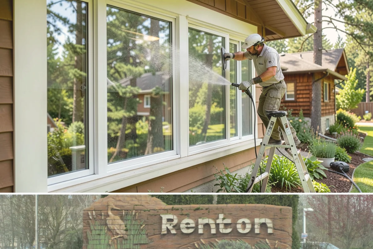 Window Sill Cleaning in Renton, King County, WA - Clean sills in spring to remove the algae the shaded, wet winter encourages.