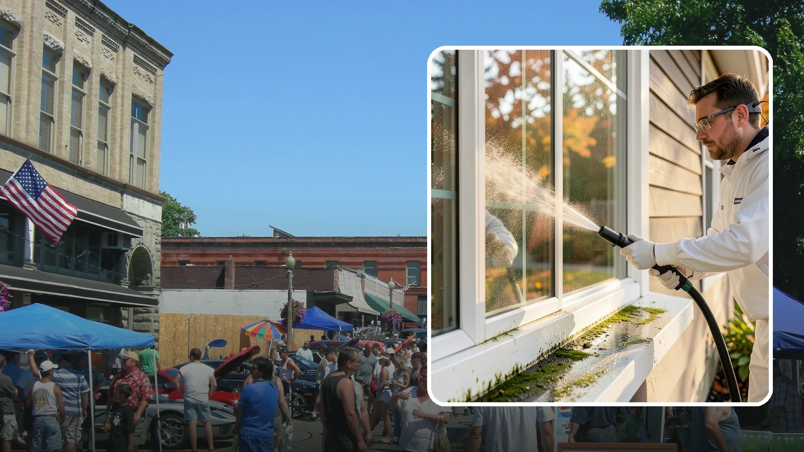 Window Sill Cleaning in Snohomish, Snohomish County, WA - Cleaning of exterior window sills to clear the algae, dirt, and organic streaks our constant moisture leaves behind.