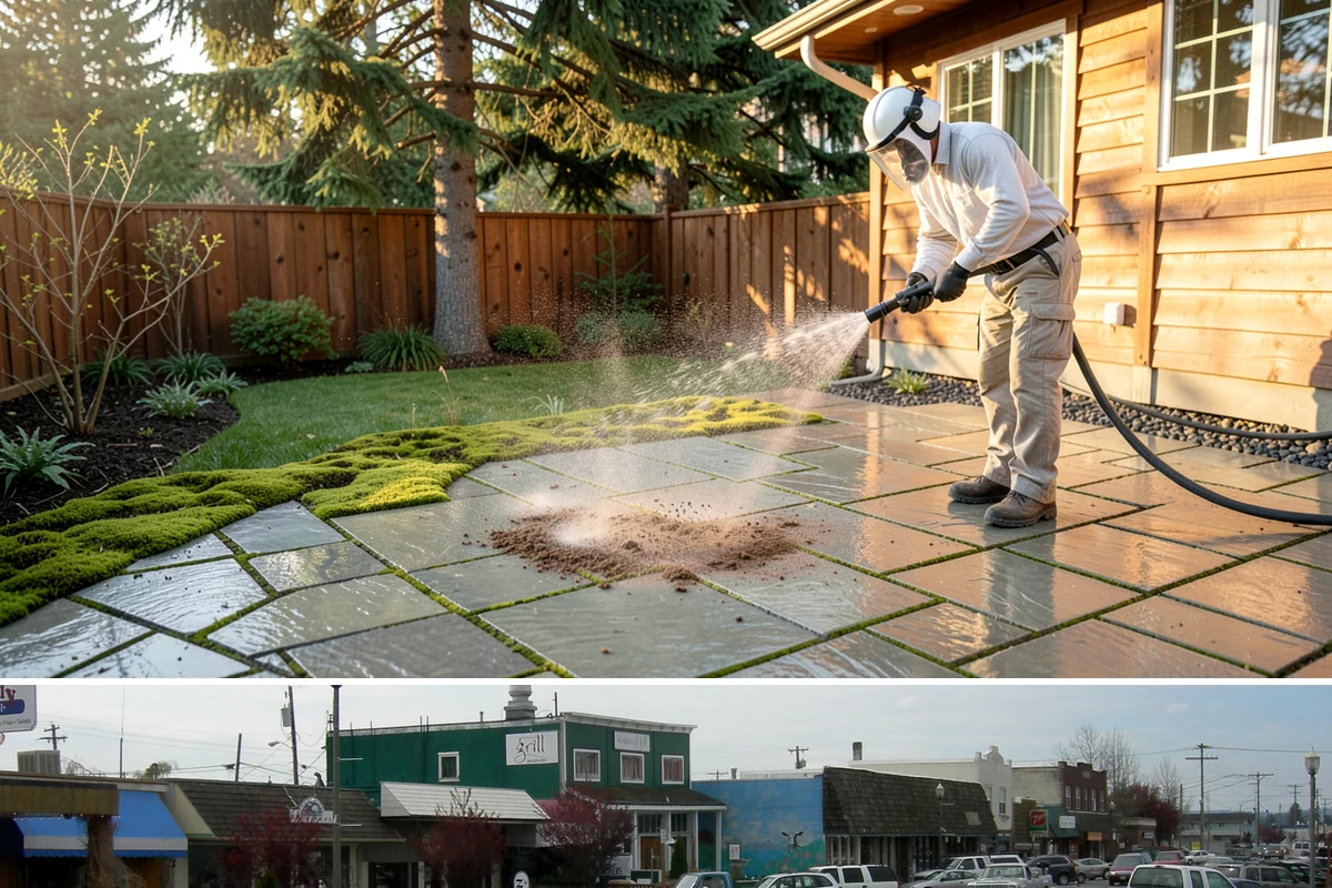 Window Sill Cleaning in Stanwood, Snohomish County, WA - Clean sills in spring to remove the algae the shaded, wet winter encourages.