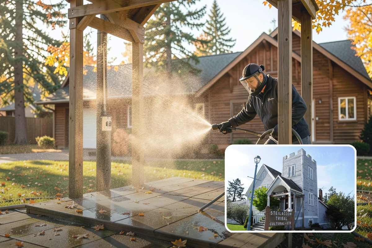 Window Sill Cleaning in Steilacoom, Pierce County, WA - Clears algae and organic streaks from the sills