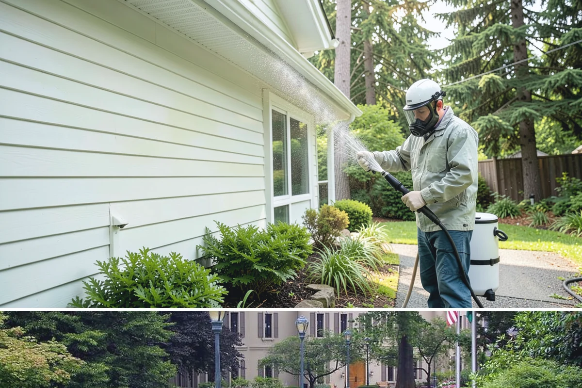 Window Sill Cleaning in Woodinville, King County, WA - Clean sills in spring to remove the algae the shaded, wet winter encourages.