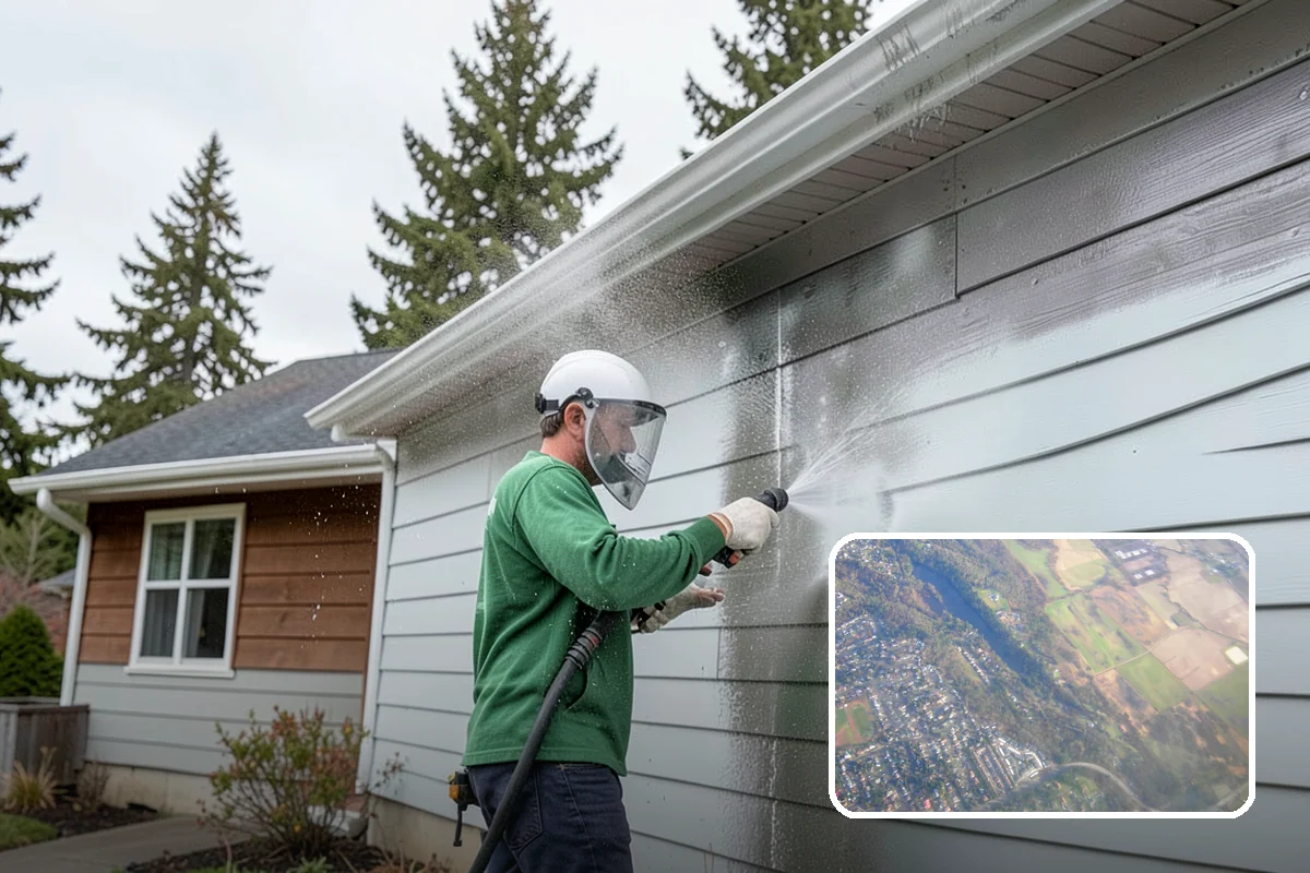 Wood Fence Washing in Algona, King County, WA - Clears algae and dark rundown streaks from every picket