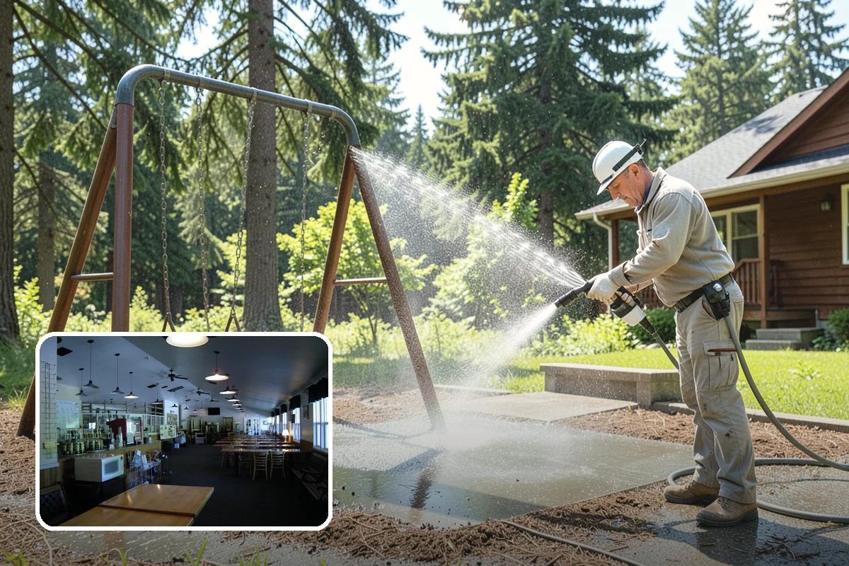 Wood Fence Washing in Black Diamond, King County, WA - Clears algae and dark rundown streaks from every picket