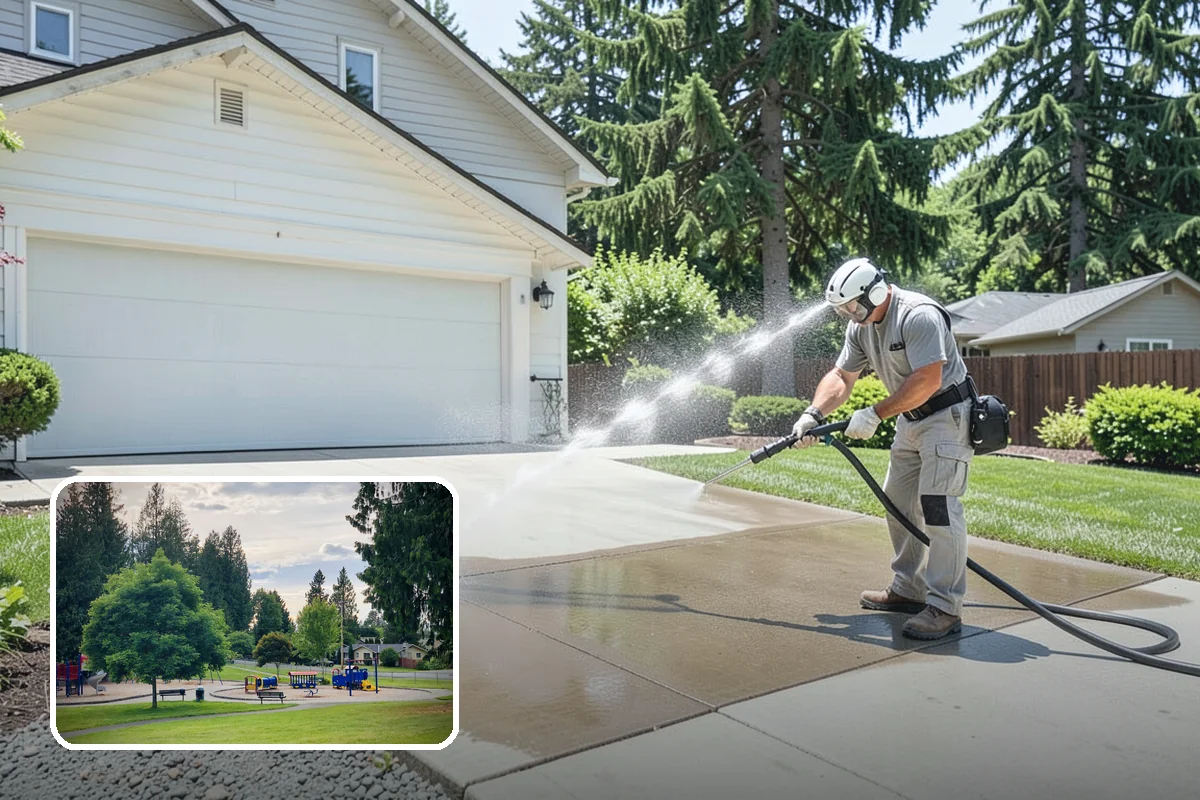 Wood Fence Washing in Bonney Lake, Pierce County, WA - Clears algae and dark rundown streaks from every picket