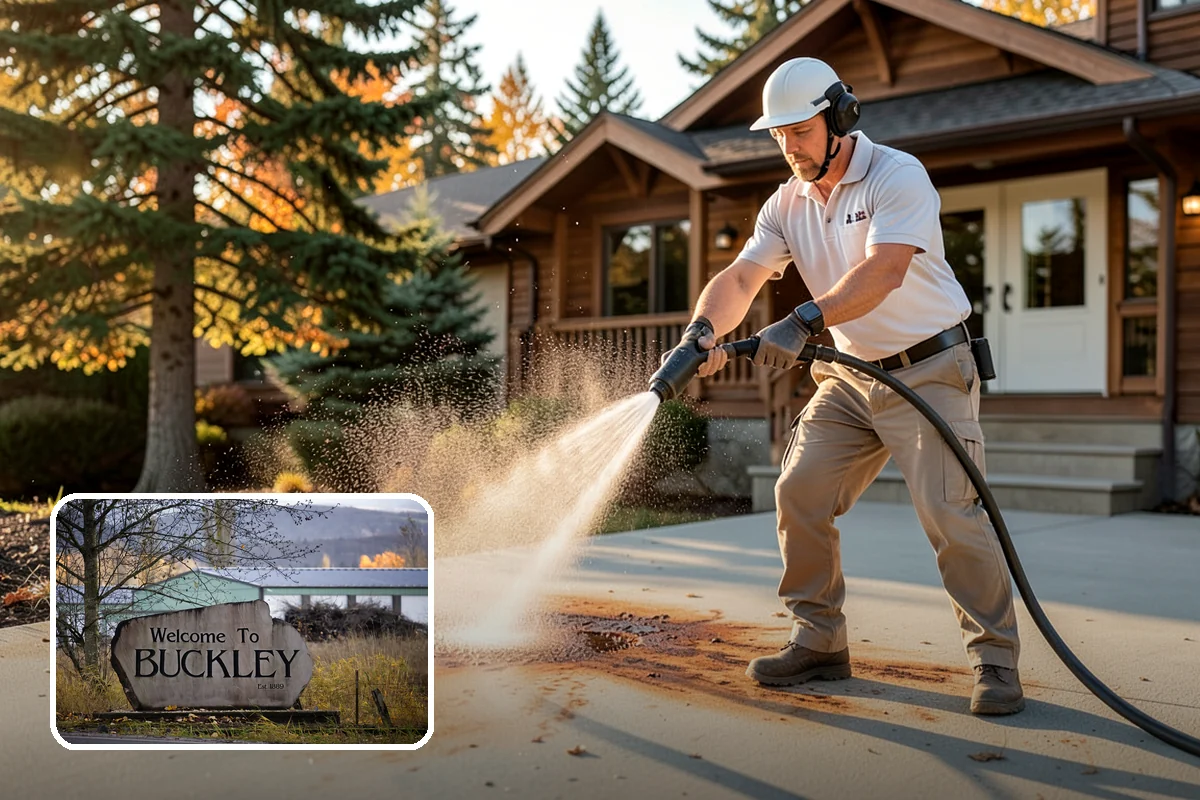 Wood Fence Washing in Buckley, Pierce County, WA - Clears algae and dark rundown streaks from every picket