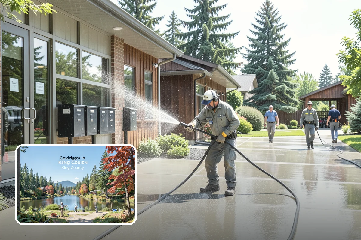 Wood Fence Washing in Covington, King County, WA - Clears algae and dark rundown streaks from every picket