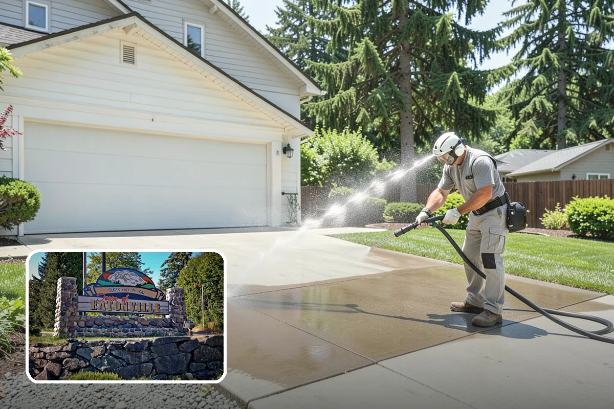 Wood Fence Washing in Eatonville, Pierce County, WA - Clears algae and dark rundown streaks from every picket