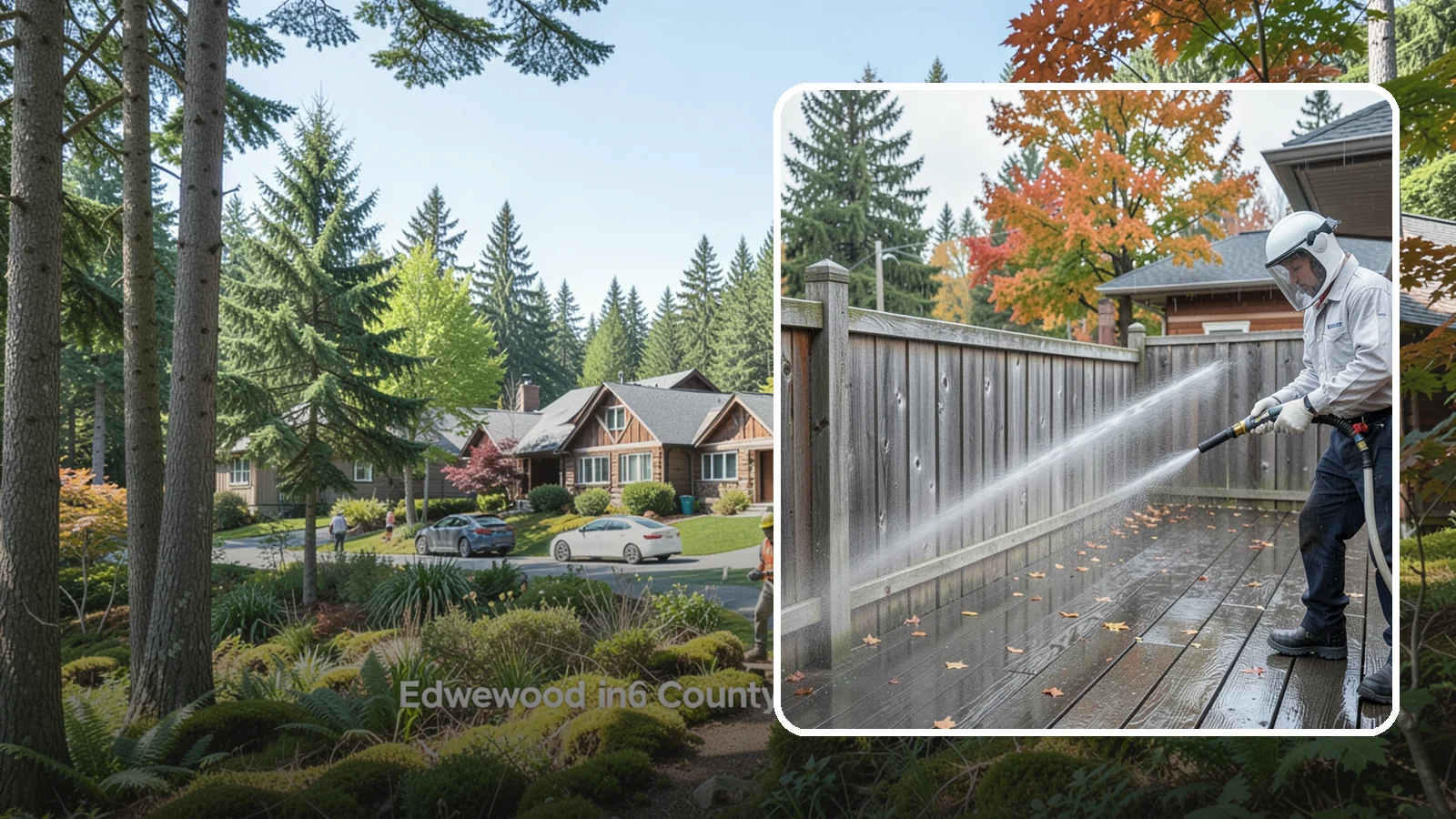 Wood Fence Washing in Edgewood, Pierce County, WA - Pressure-controlled washing for pressure-treated and fir fences that keeps the boards intact while clearing years of grime.