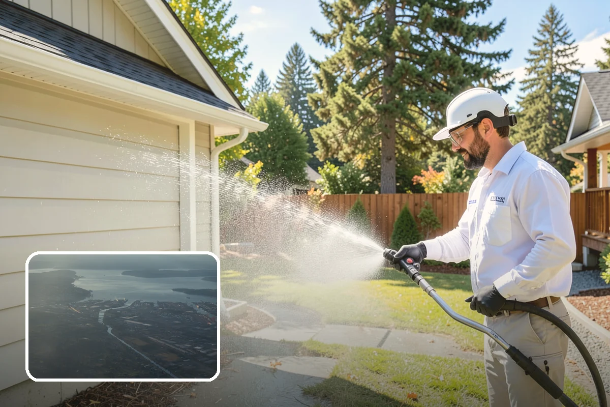 Wood Fence Washing in Fife, Pierce County, WA - Clears algae and dark rundown streaks from every picket