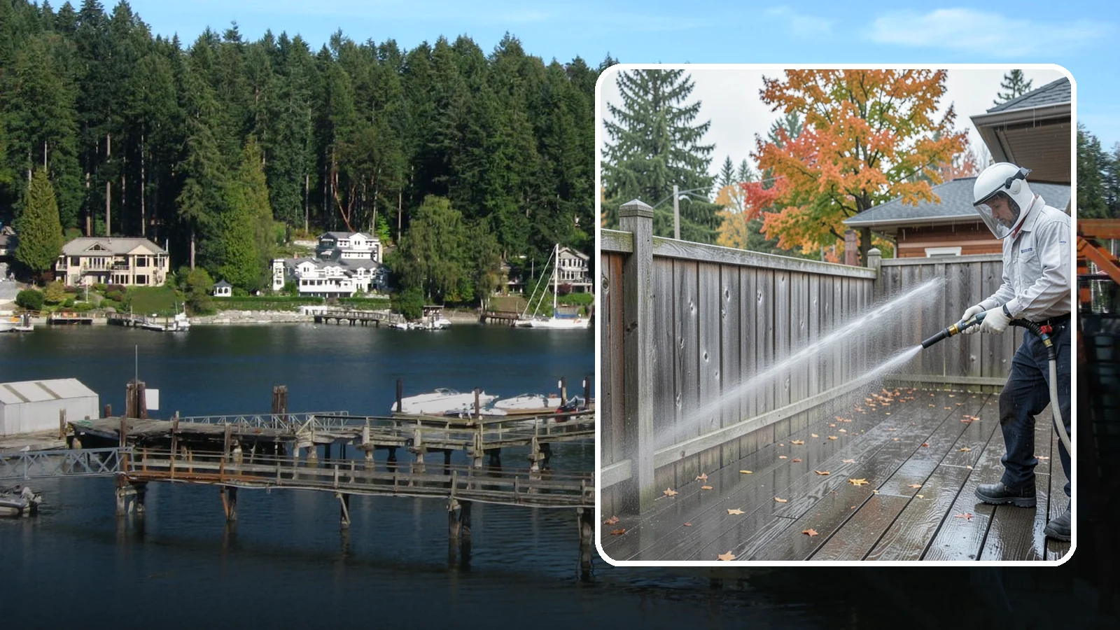 Wood Fence Washing in Gig Harbor, Pierce County, WA - Pressure-controlled washing for pressure-treated and fir fences that keeps the boards intact while clearing years of grime.
