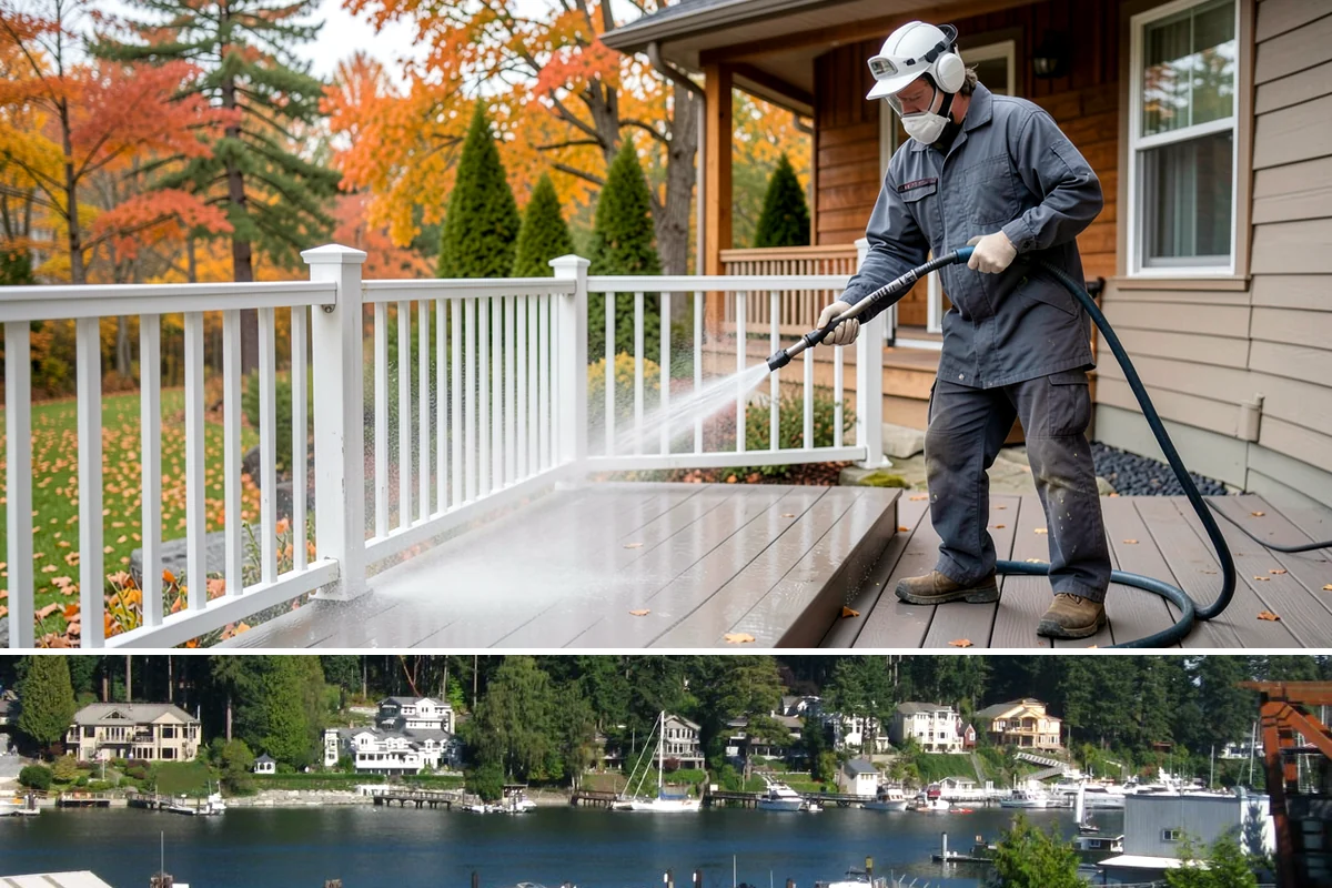 Wood Fence Washing in Gig Harbor, Pierce County, WA - Aim for the drier summer months when the boards can dry out fully between washes and rains.
