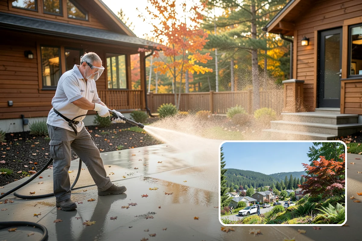Wood Fence Washing in Index, Snohomish County, WA - Clears algae and dark rundown streaks from every picket