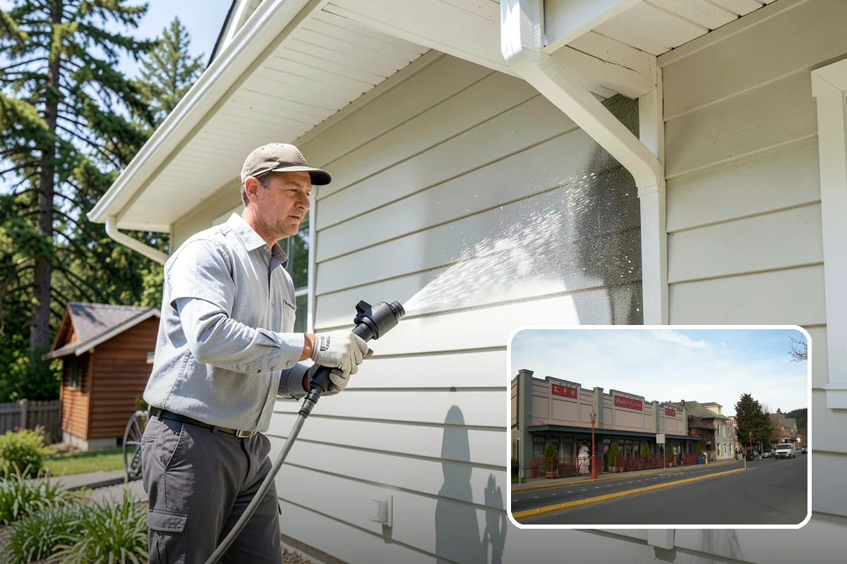 Wood Fence Washing in Issaquah, King County, WA - Clears algae and dark rundown streaks from every picket
