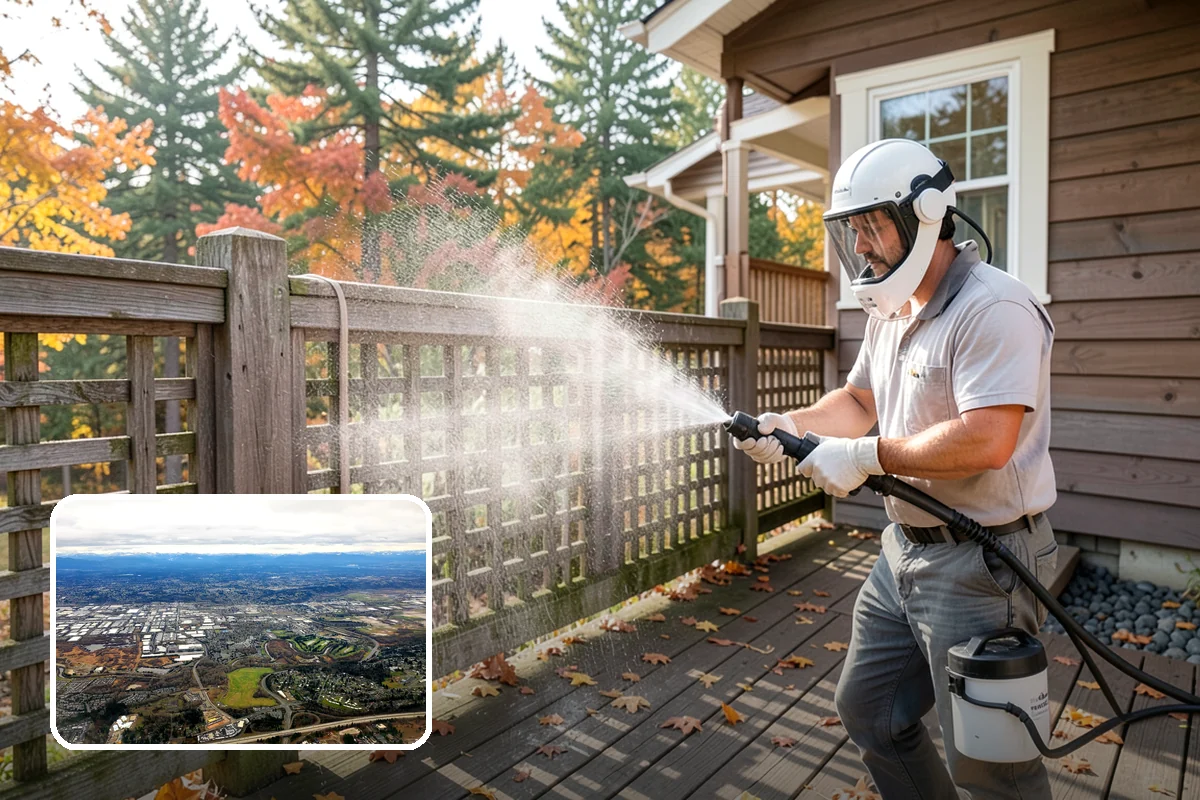 Wood Fence Washing in Kent, King County, WA - Clears algae and dark rundown streaks from every picket