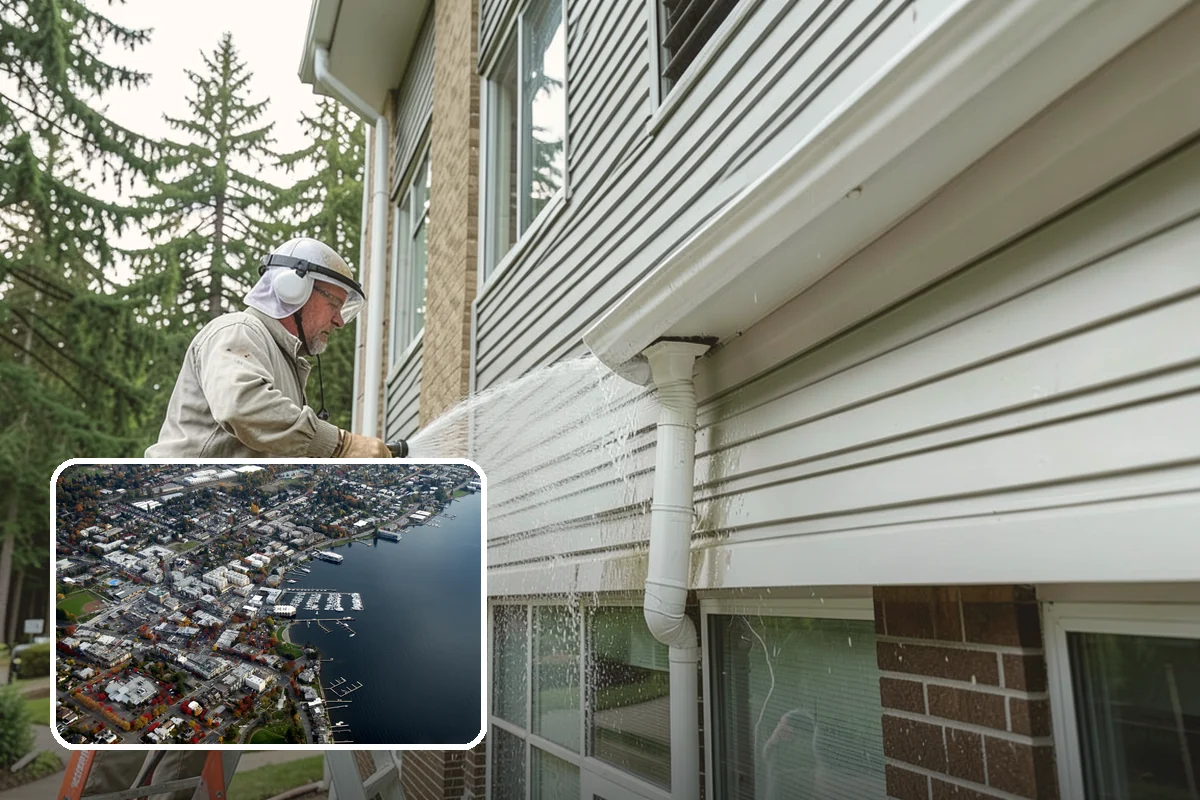 Wood Fence Washing in Kirkland, King County, WA - Clears algae and dark rundown streaks from every picket