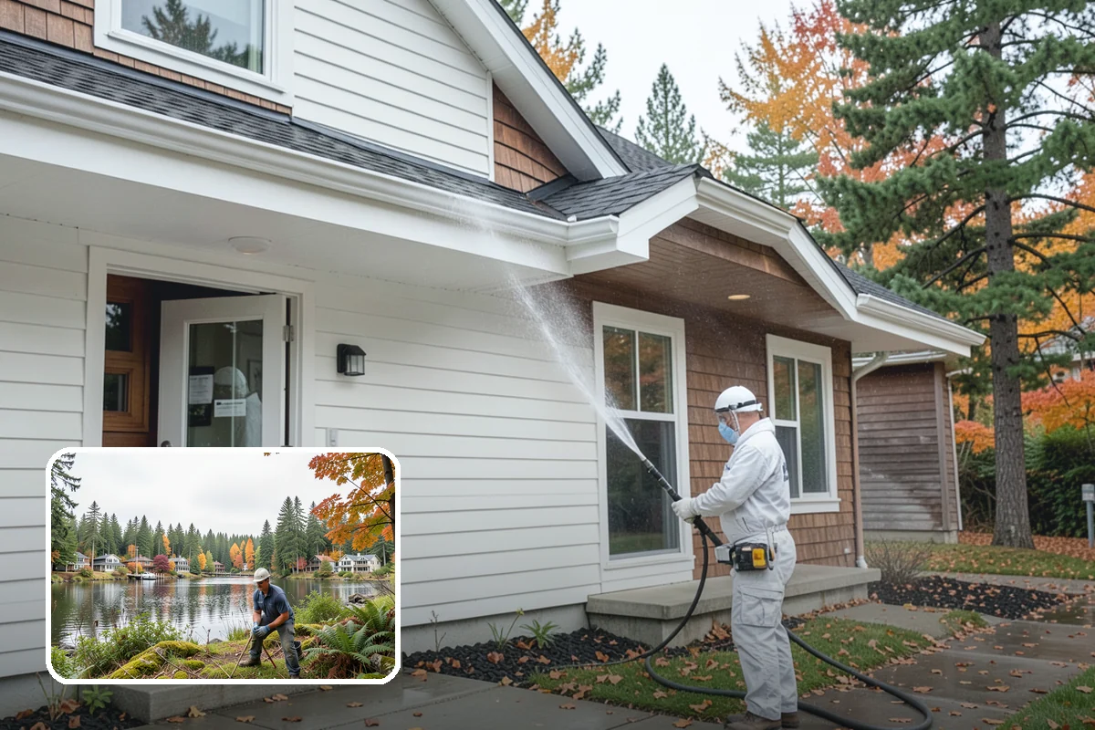 Wood Fence Washing in La Conner, Skagit County, WA - Clears algae and dark rundown streaks from every picket