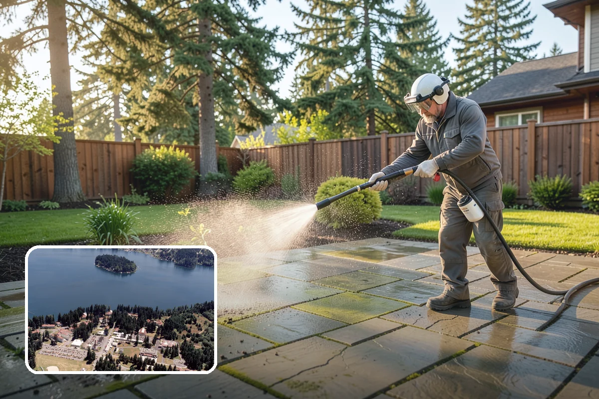 Wood Fence Washing in Lakewood, Pierce County, WA - Clears algae and dark rundown streaks from every picket