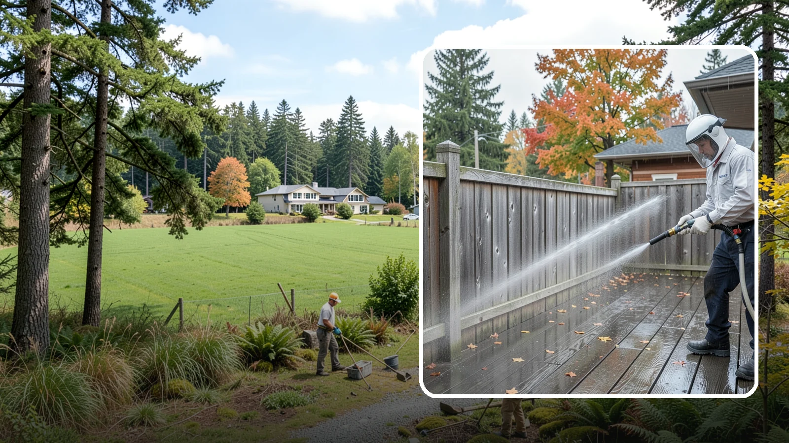 Wood Fence Washing in Lyman, Skagit County, WA - Pressure-controlled washing for pressure-treated and fir fences that keeps the boards intact while clearing years of grime.