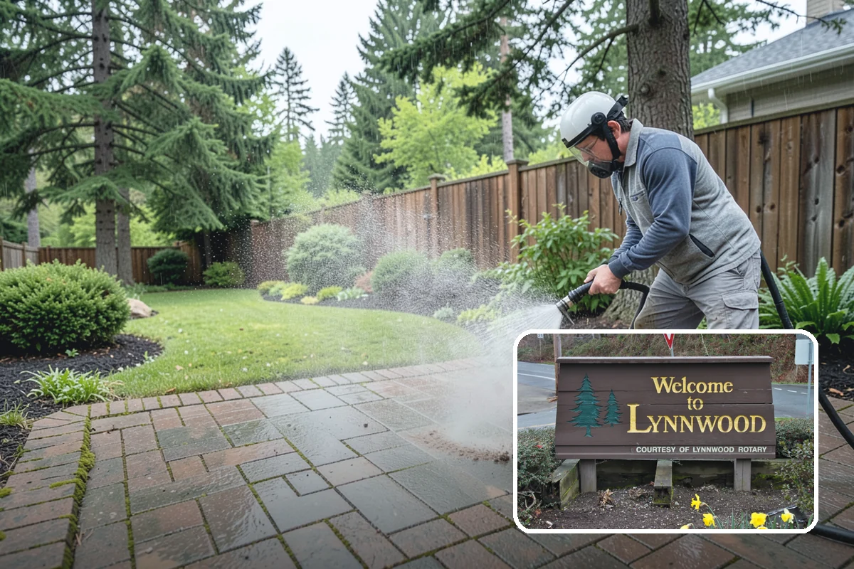 Wood Fence Washing in Lynnwood, Snohomish County, WA - Clears algae and dark rundown streaks from every picket